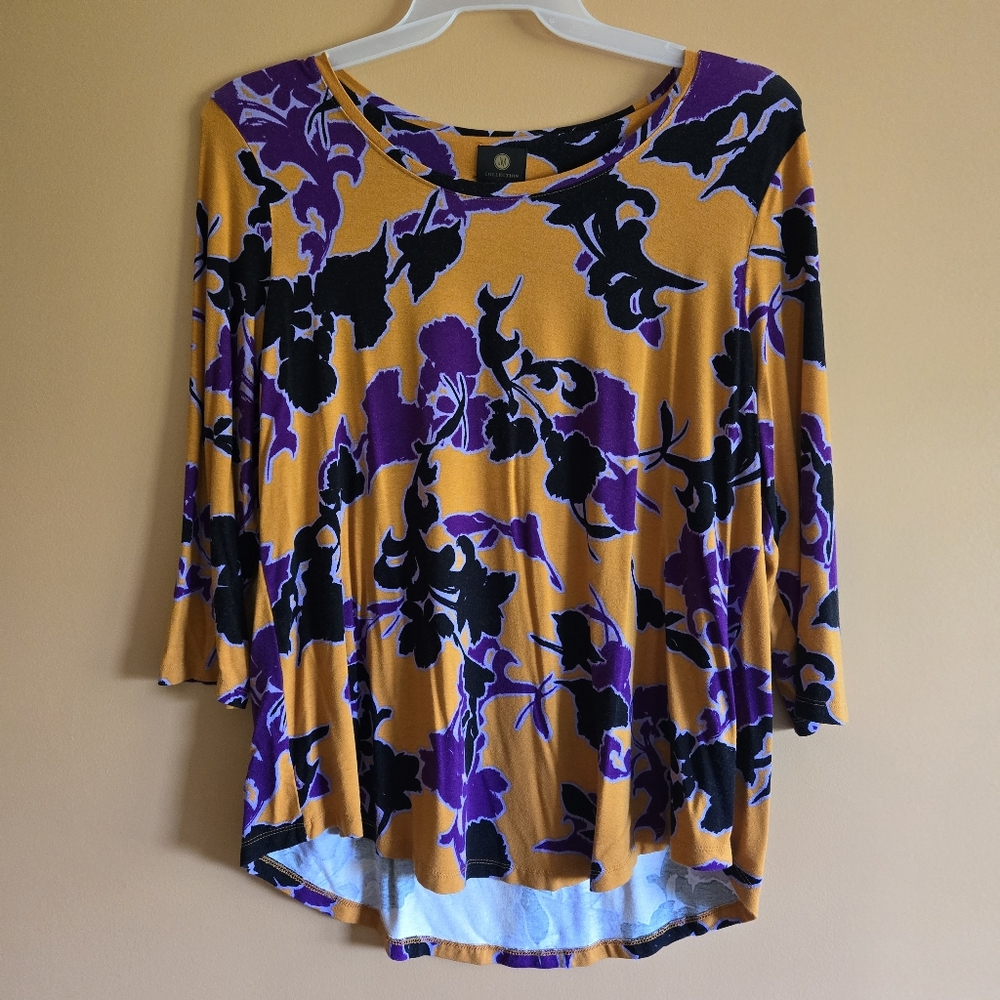 JM Collection Abstract Print Top PTP=21" with stretch